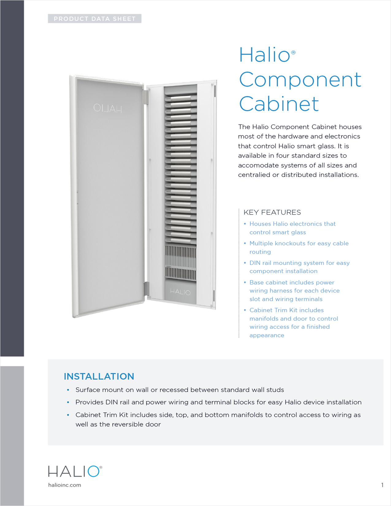 Halio® Component Cabinet Data Sheet