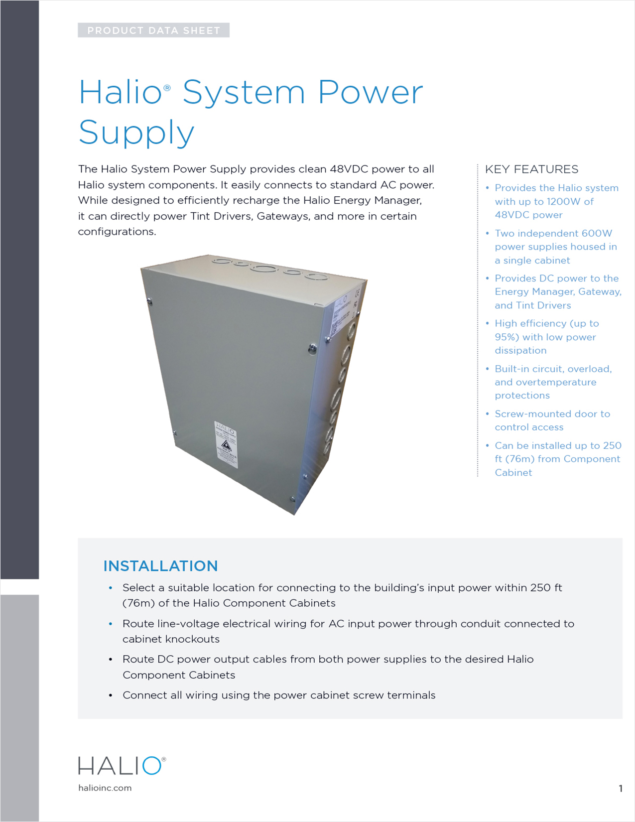 Halio® System Power Supply Data Sheet