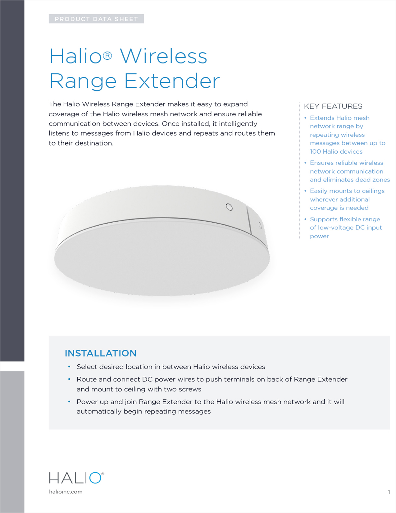Halio® Wireless Range Extender Data Sheet